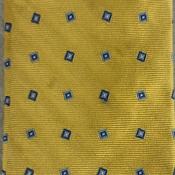 Brooks Brothers Makers & Merchants Yellow And Blue 100% Silk Necktie - Picture 7 of 8